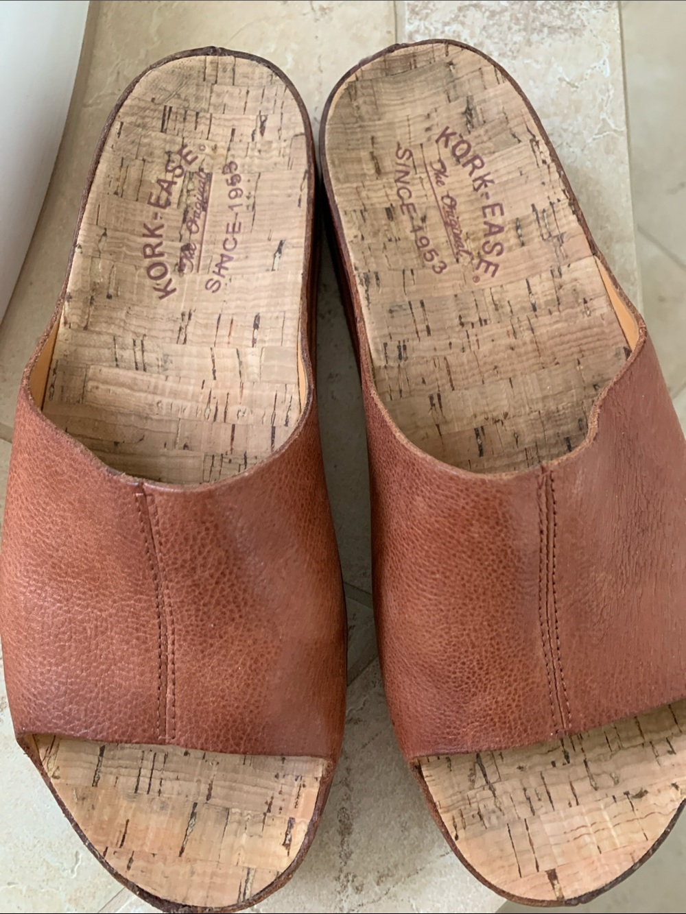 Kork-Ease Women's Tan Brown Leather Cork Slide Mules